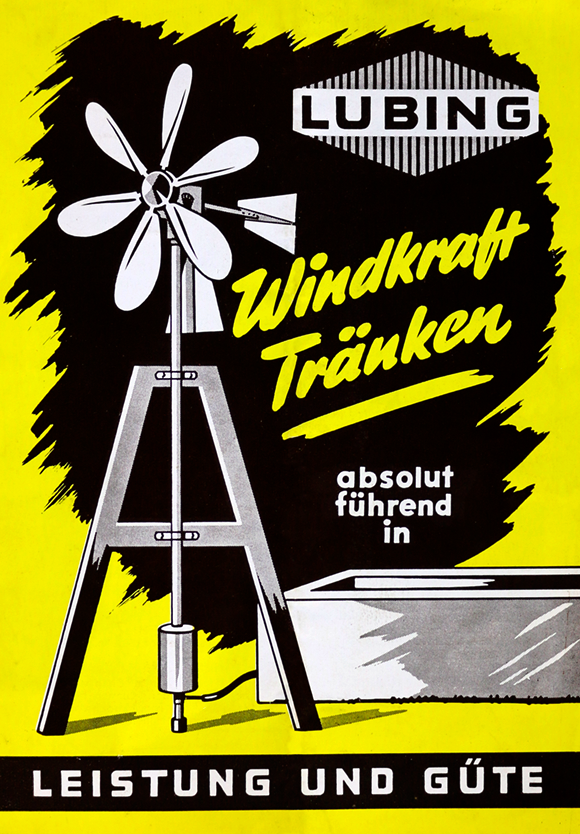 LUBING Windkrafttränken Prospekt aus den 60er Jahren mit Slogan 